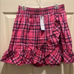 Draper James Pink Plaid Ruffle Skirt
